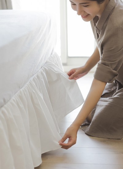 米白 - 水洗棉下床裙