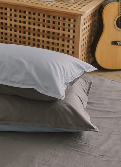 天藍岩灰 - 有機棉床包組 ( 床包＋枕套 )