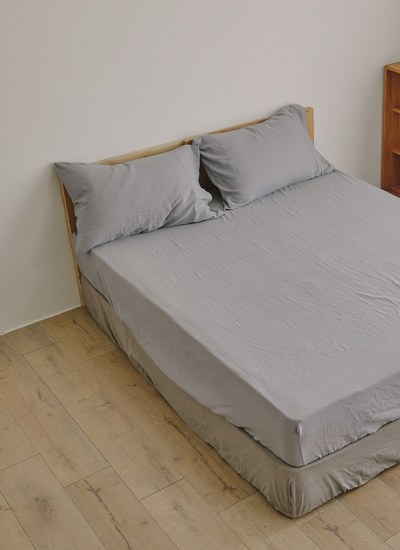 海豚灰 - 雙層紗床包組 ( 床包 + 枕套 )