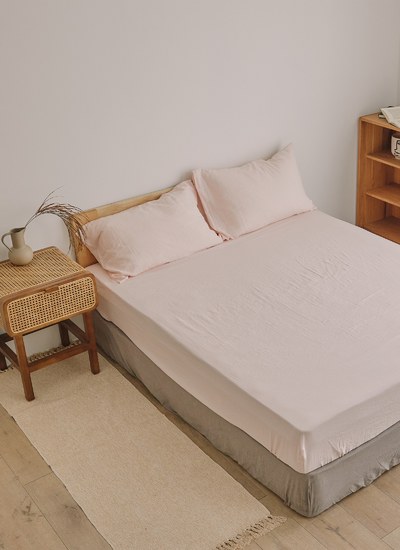 茱萸粉 - 雙層紗床包組 ( 床包 + 枕套 )