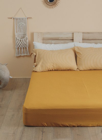 暖陽黃 - 雙層紗床包組 ( 床包 + 枕套 )